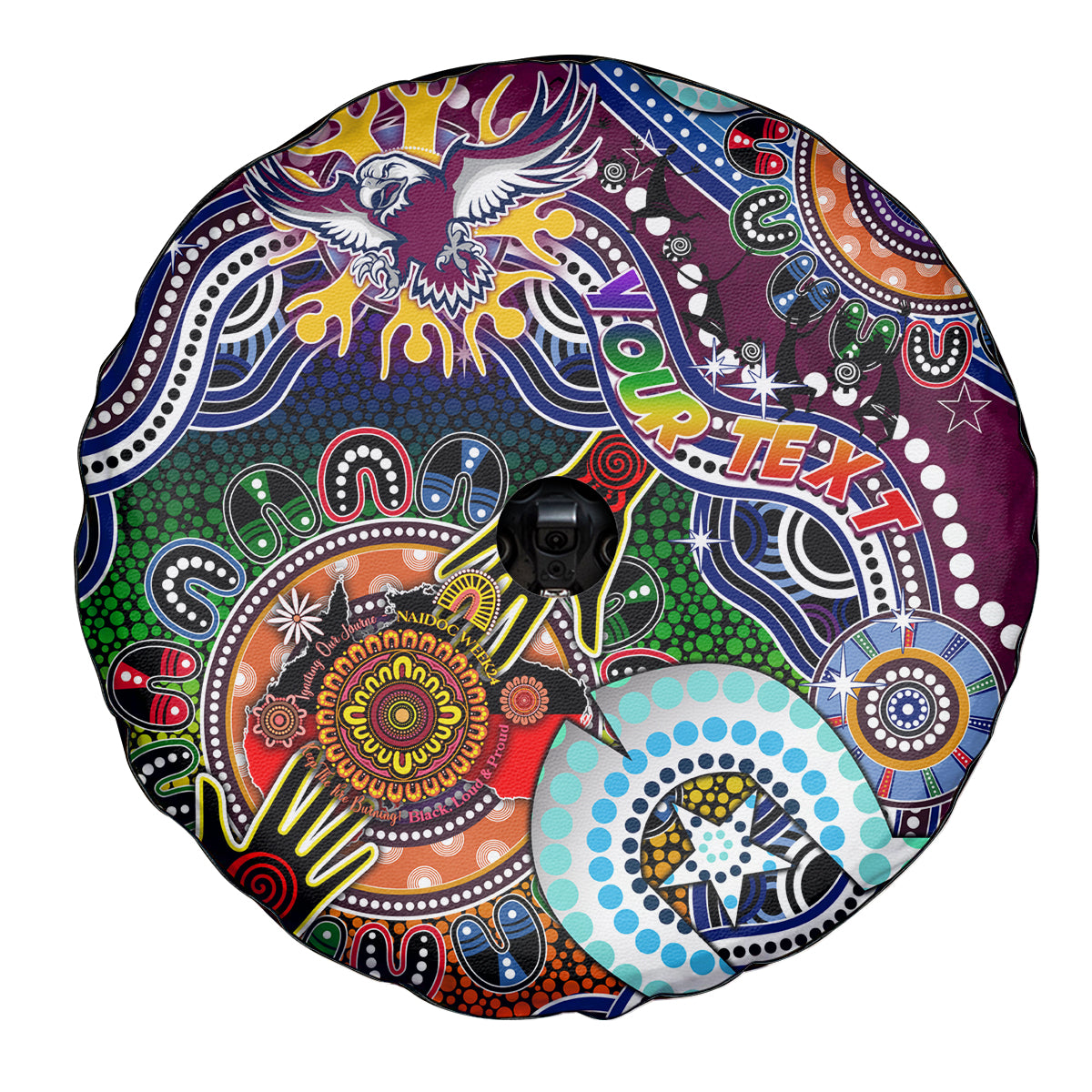 Personalised Eagles NAIDOC Week 2024 Spare Tire Cover Australia Aboriginal Dot Painting