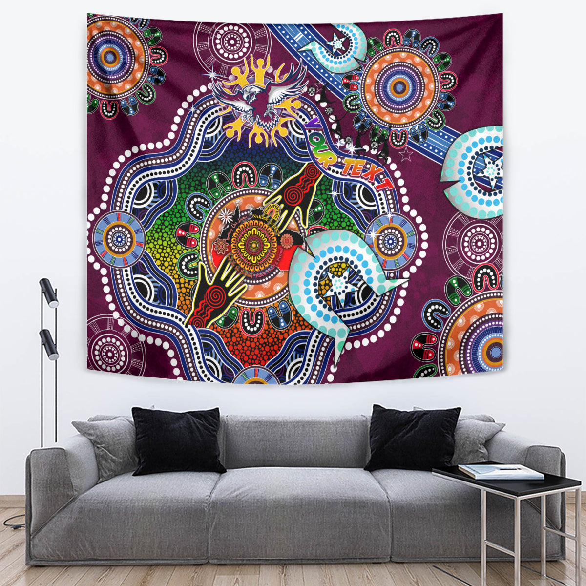 Personalised Eagles NAIDOC Week 2024 Tapestry Australia Aboriginal Dot Painting