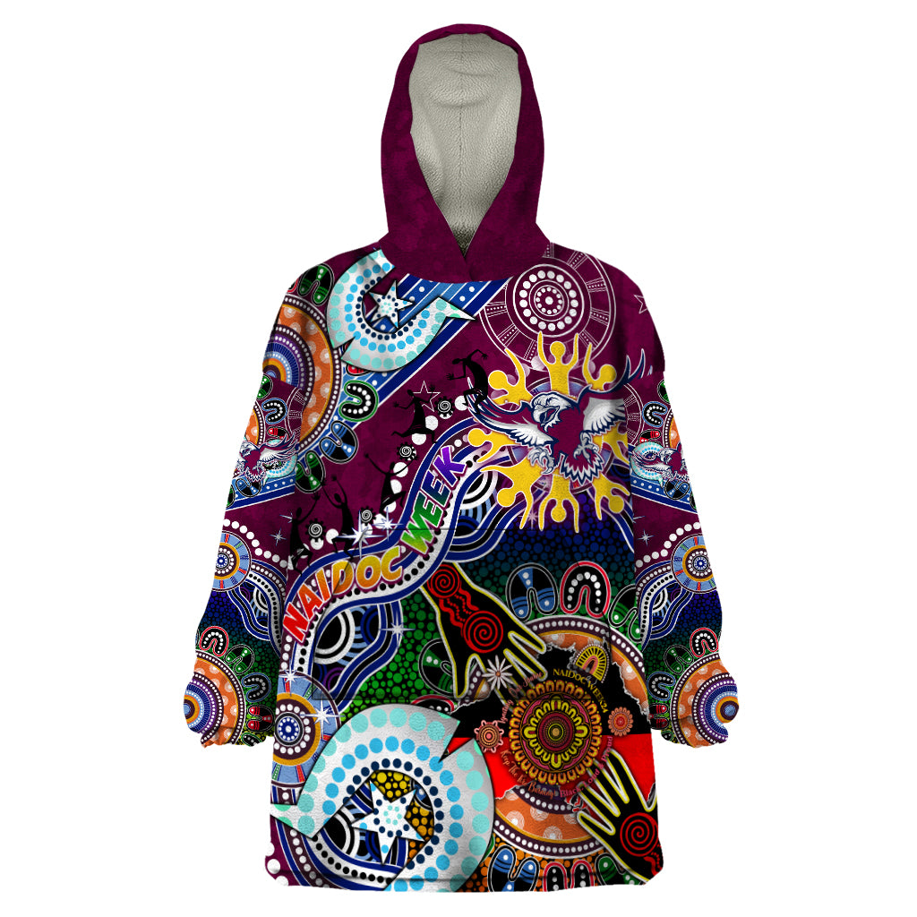 Personalised Eagles NAIDOC Week 2024 Wearable Blanket Hoodie Australia Aboriginal Dot Painting