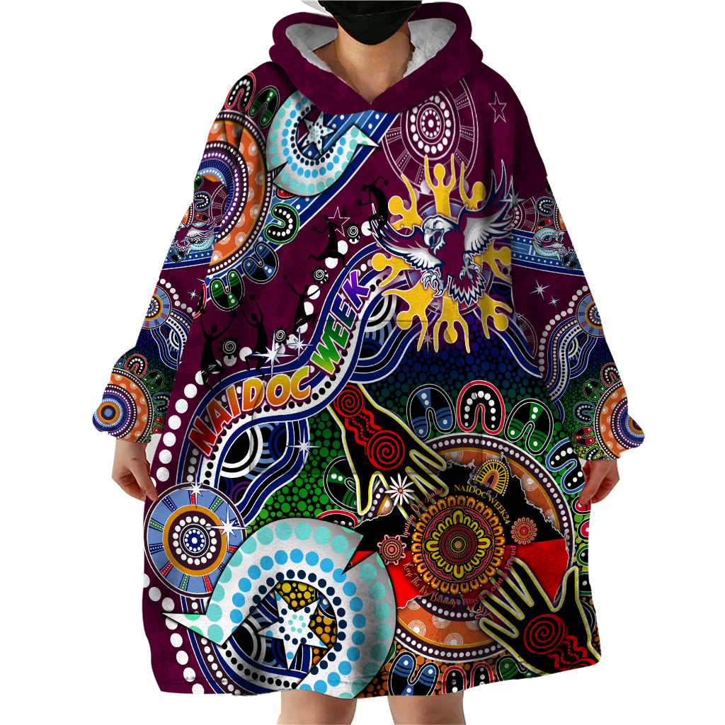 Personalised Eagles NAIDOC Week 2024 Wearable Blanket Hoodie Australia Aboriginal Dot Painting