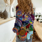 Personalised Eagles NAIDOC Week 2024 Women Casual Shirt Australia Aboriginal Dot Painting