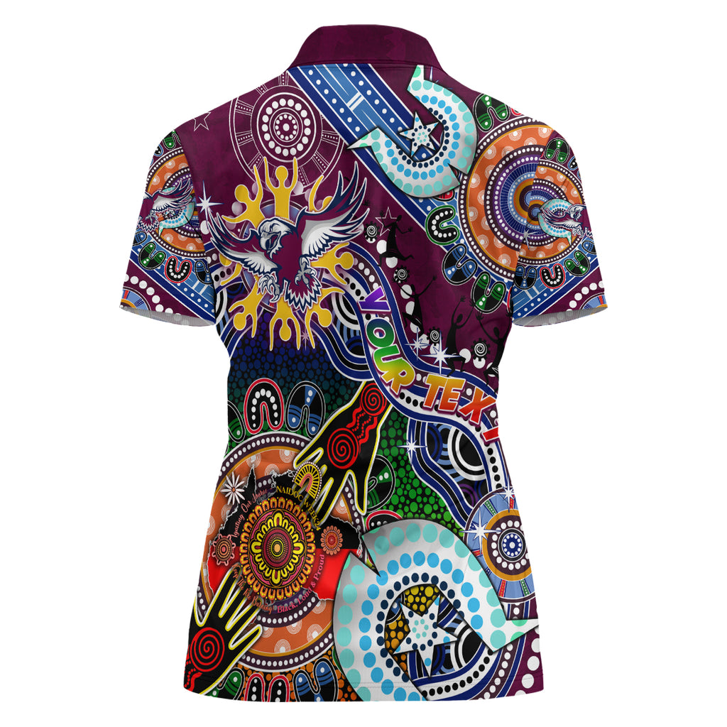 Personalised Eagles NAIDOC Week 2024 Women Polo Shirt Australia Aboriginal Dot Painting