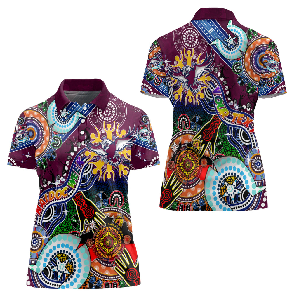 Personalised Eagles NAIDOC Week 2024 Women Polo Shirt Australia Aboriginal Dot Painting