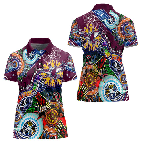 Personalised Eagles NAIDOC Week 2024 Women Polo Shirt Australia Aboriginal Dot Painting