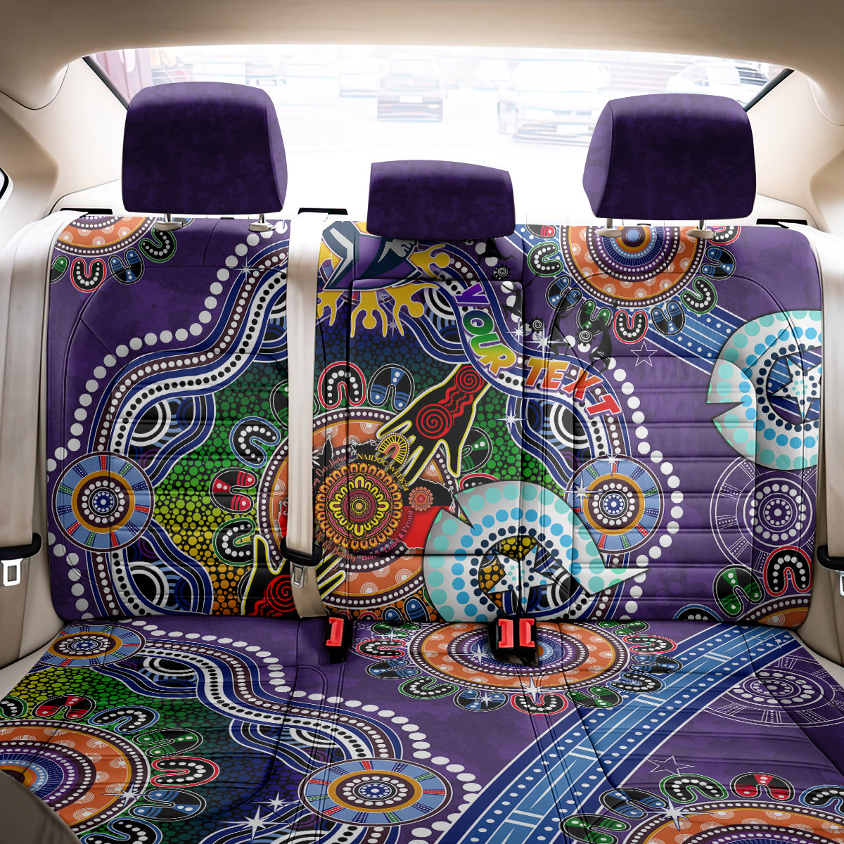 Personalised Storm NAIDOC Week 2024 Back Car Seat Cover Australia Aboriginal Dot Painting