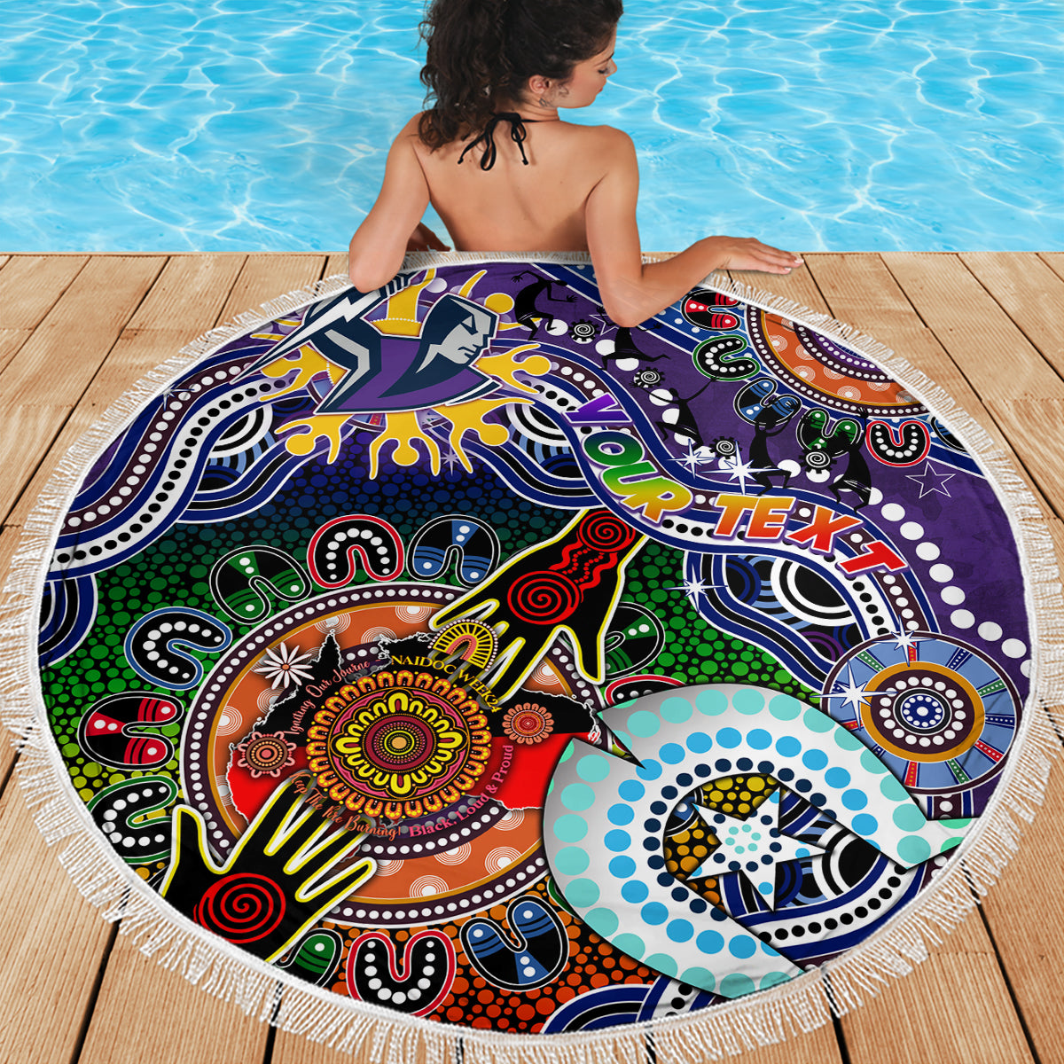 Personalised Storm NAIDOC Week 2024 Beach Blanket Australia Aboriginal Dot Painting