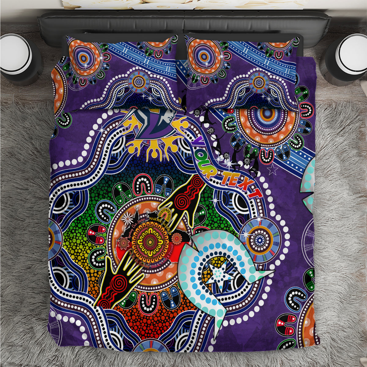 Personalised Storm NAIDOC Week 2024 Bedding Set Australia Aboriginal Dot Painting