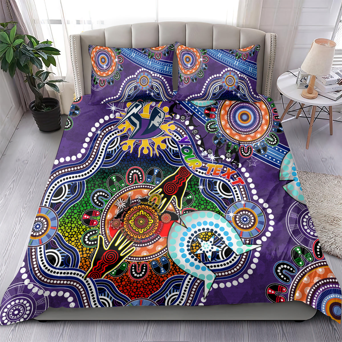 Personalised Storm NAIDOC Week 2024 Bedding Set Australia Aboriginal Dot Painting