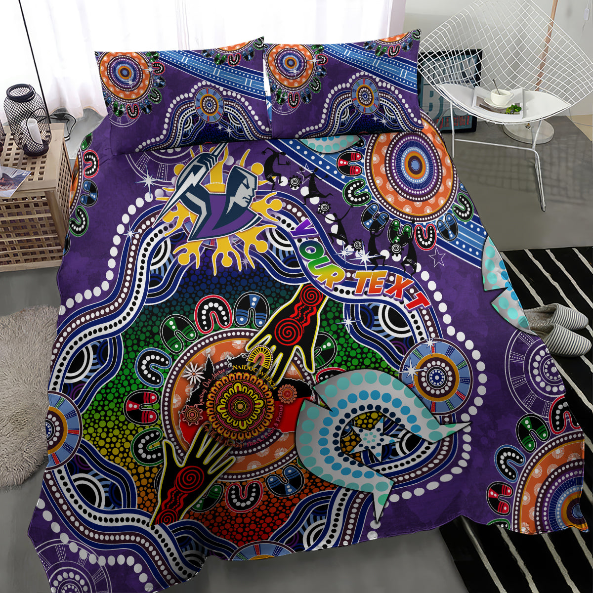 Personalised Storm NAIDOC Week 2024 Bedding Set Australia Aboriginal Dot Painting