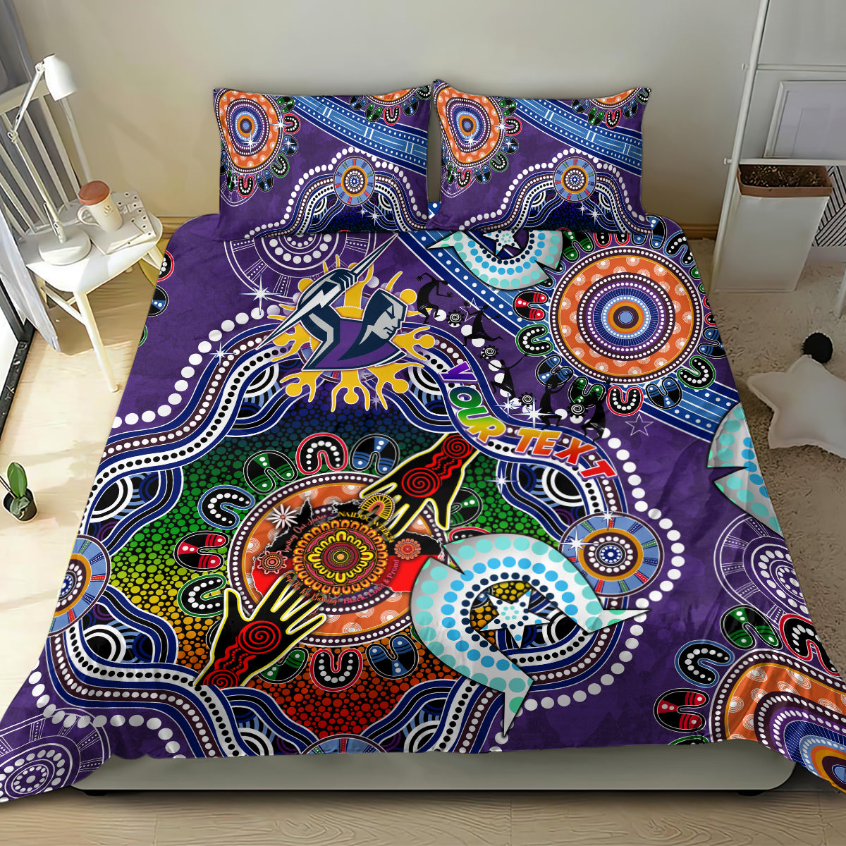 Personalised Storm NAIDOC Week 2024 Bedding Set Australia Aboriginal Dot Painting