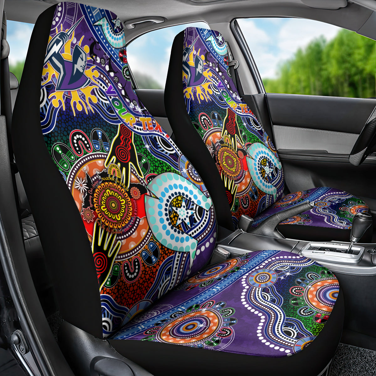 Personalised Storm NAIDOC Week 2024 Car Seat Cover Australia Aboriginal Dot Painting