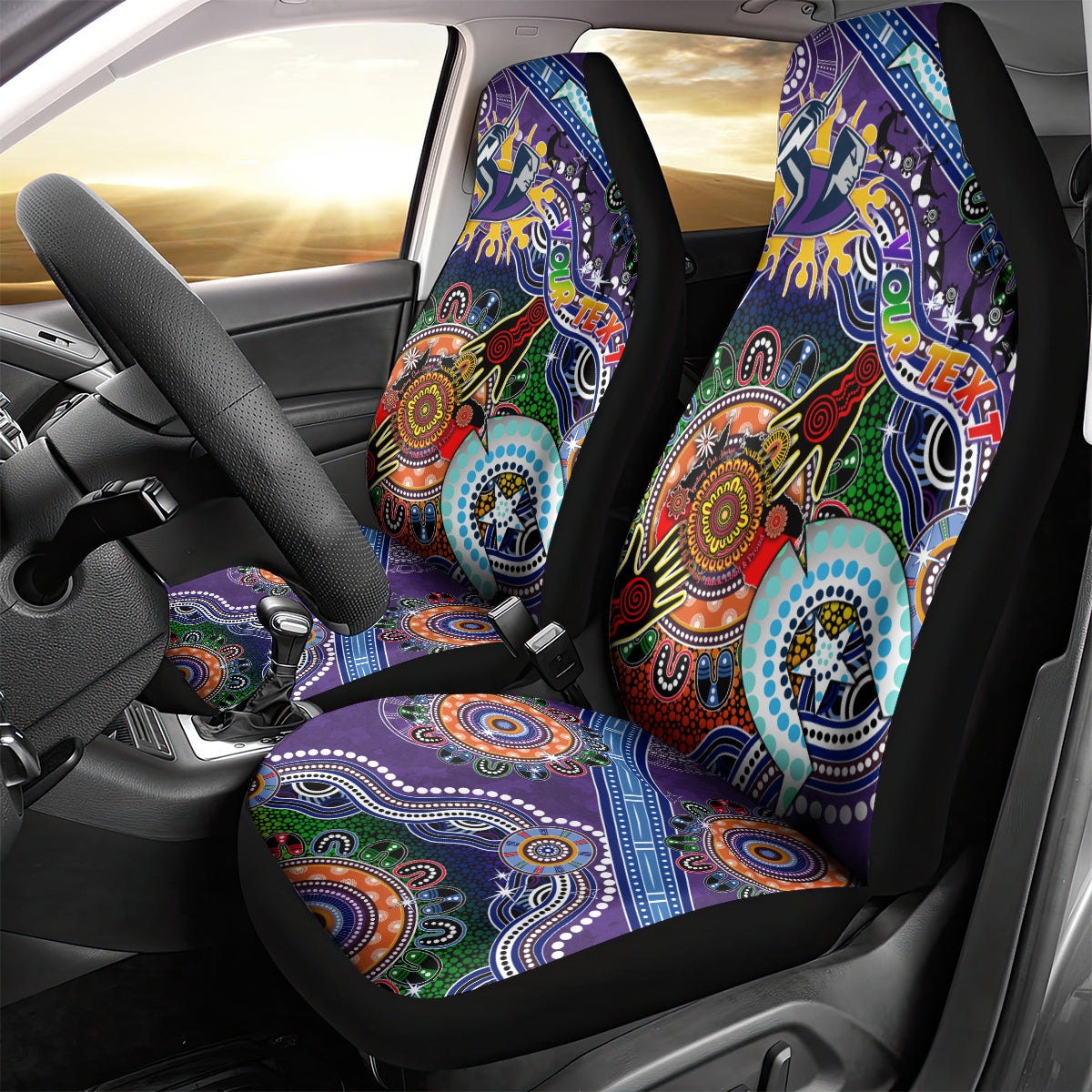 Personalised Storm NAIDOC Week 2024 Car Seat Cover Australia Aboriginal Dot Painting