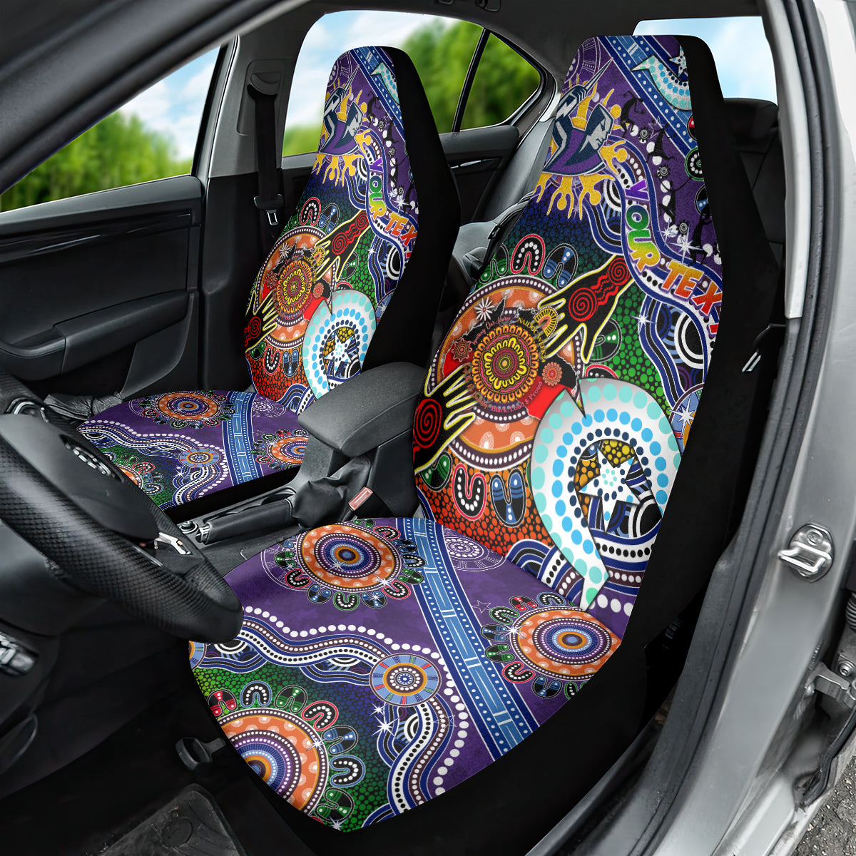 Personalised Storm NAIDOC Week 2024 Car Seat Cover Australia Aboriginal Dot Painting