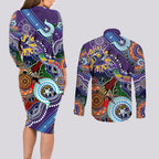 Personalised Storm NAIDOC Week 2024 Couples Matching Long Sleeve Bodycon Dress and Long Sleeve Button Shirt Australia Aboriginal Dot Painting