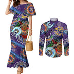 Personalised Storm NAIDOC Week 2024 Couples Matching Mermaid Dress and Long Sleeve Button Shirt Australia Aboriginal Dot Painting