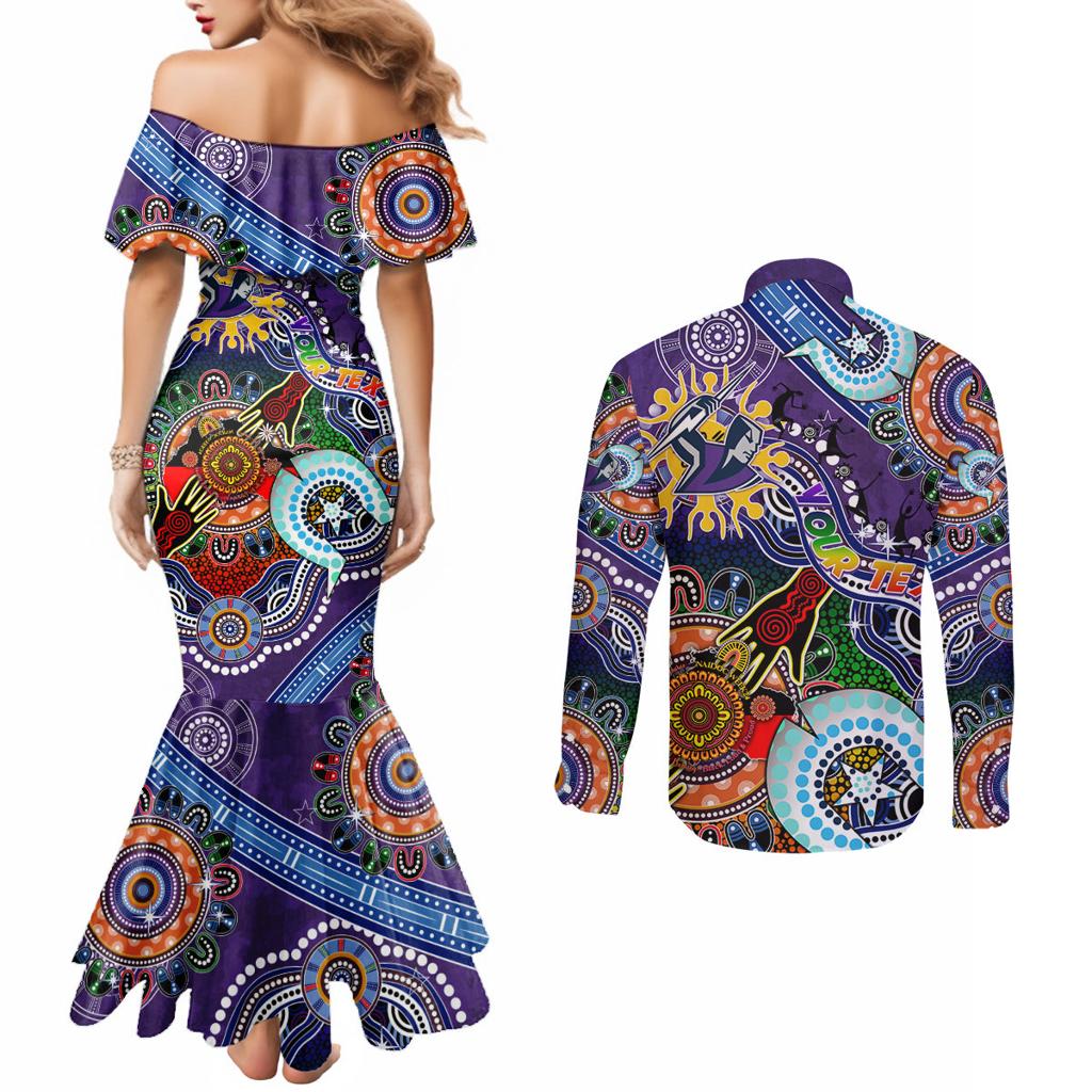 Personalised Storm NAIDOC Week 2024 Couples Matching Mermaid Dress and Long Sleeve Button Shirt Australia Aboriginal Dot Painting