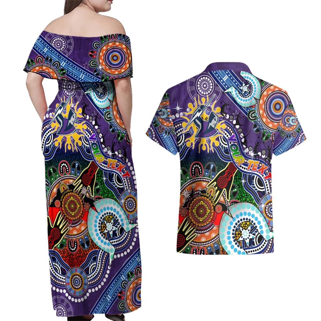 Personalised Storm NAIDOC Week 2024 Couples Matching Off Shoulder Maxi Dress and Hawaiian Shirt Australia Aboriginal Dot Painting