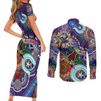 Personalised Storm NAIDOC Week 2024 Couples Matching Short Sleeve Bodycon Dress and Long Sleeve Button Shirt Australia Aboriginal Dot Painting