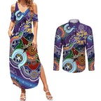 Personalised Storm NAIDOC Week 2024 Couples Matching Summer Maxi Dress and Long Sleeve Button Shirt Australia Aboriginal Dot Painting