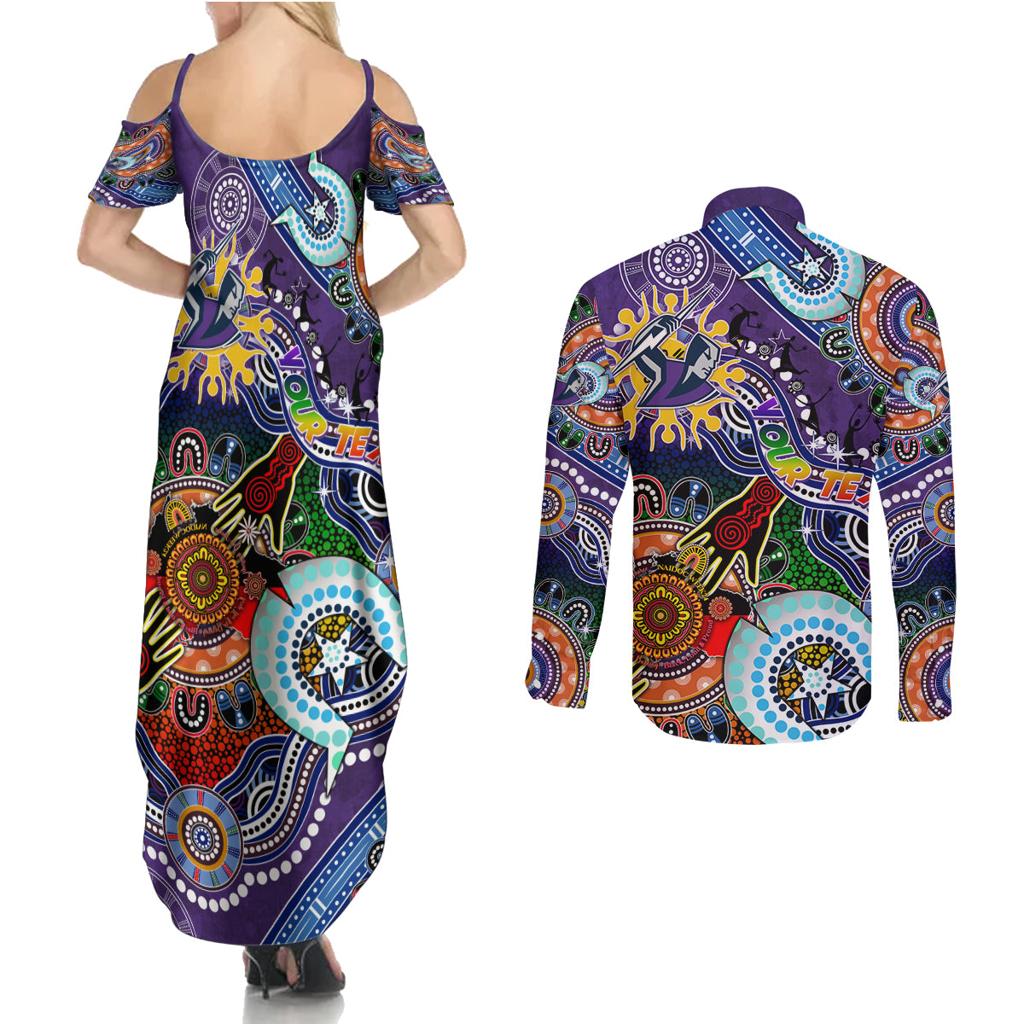 Personalised Storm NAIDOC Week 2024 Couples Matching Summer Maxi Dress and Long Sleeve Button Shirt Australia Aboriginal Dot Painting