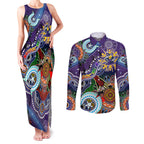 Personalised Storm NAIDOC Week 2024 Couples Matching Tank Maxi Dress and Long Sleeve Button Shirt Australia Aboriginal Dot Painting