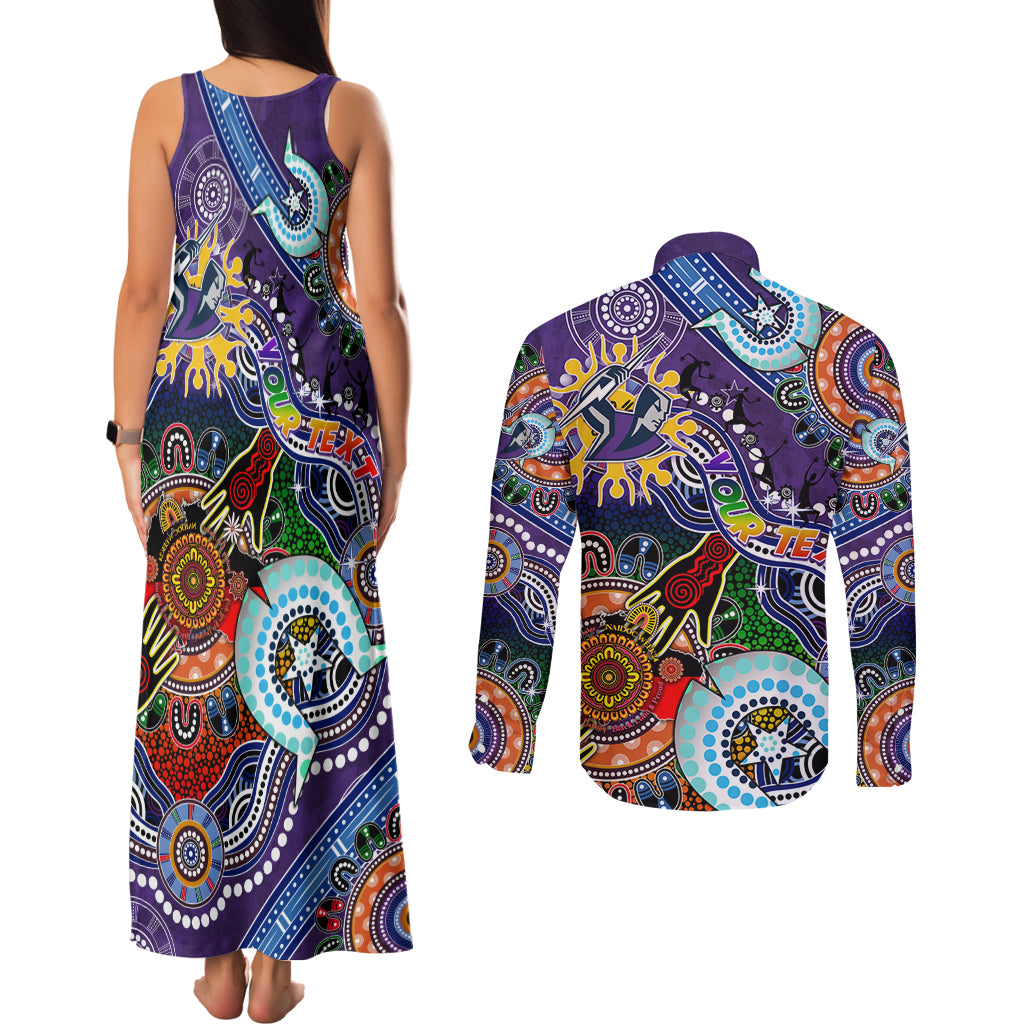 Personalised Storm NAIDOC Week 2024 Couples Matching Tank Maxi Dress and Long Sleeve Button Shirt Australia Aboriginal Dot Painting