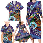 Personalised Storm NAIDOC Week 2024 Family Matching Long Sleeve Bodycon Dress and Hawaiian Shirt Australia Aboriginal Dot Painting