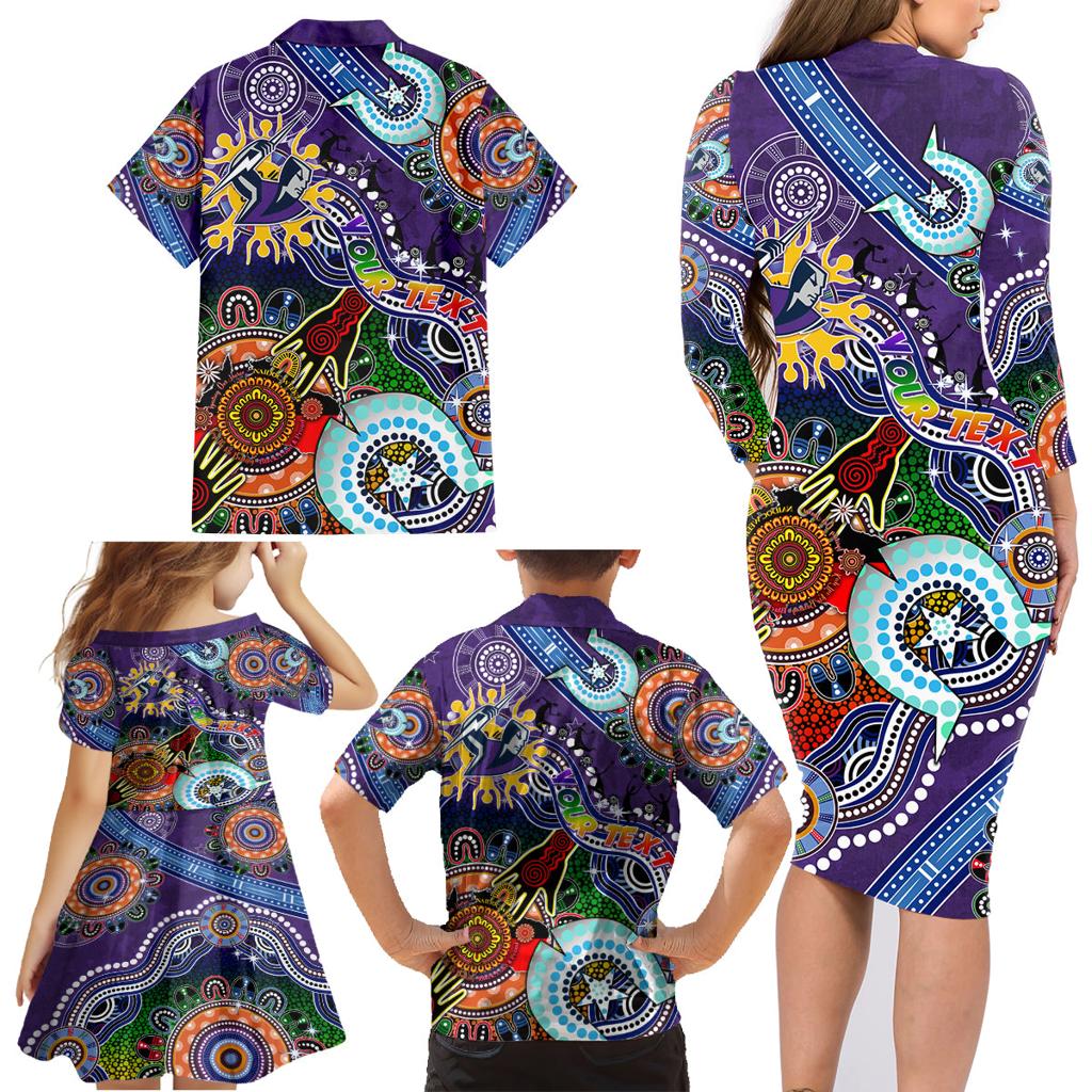 Personalised Storm NAIDOC Week 2024 Family Matching Long Sleeve Bodycon Dress and Hawaiian Shirt Australia Aboriginal Dot Painting