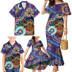 Personalised Storm NAIDOC Week 2024 Family Matching Mermaid Dress and Hawaiian Shirt Australia Aboriginal Dot Painting