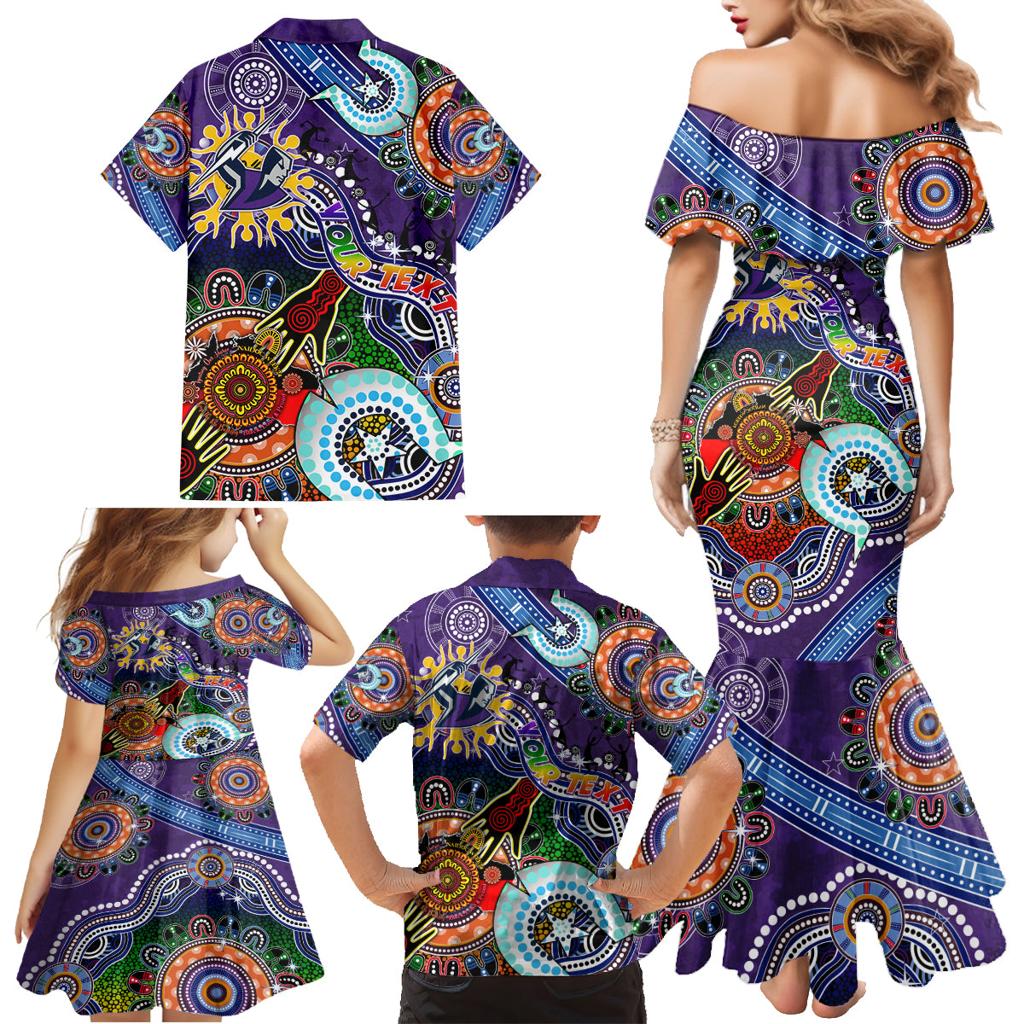 Personalised Storm NAIDOC Week 2024 Family Matching Mermaid Dress and Hawaiian Shirt Australia Aboriginal Dot Painting