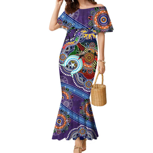 Personalised Storm NAIDOC Week 2024 Family Matching Mermaid Dress and Hawaiian Shirt Australia Aboriginal Dot Painting