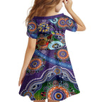 Personalised Storm NAIDOC Week 2024 Family Matching Off The Shoulder Long Sleeve Dress and Hawaiian Shirt Australia Aboriginal Dot Painting