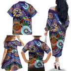Personalised Storm NAIDOC Week 2024 Family Matching Off The Shoulder Long Sleeve Dress and Hawaiian Shirt Australia Aboriginal Dot Painting