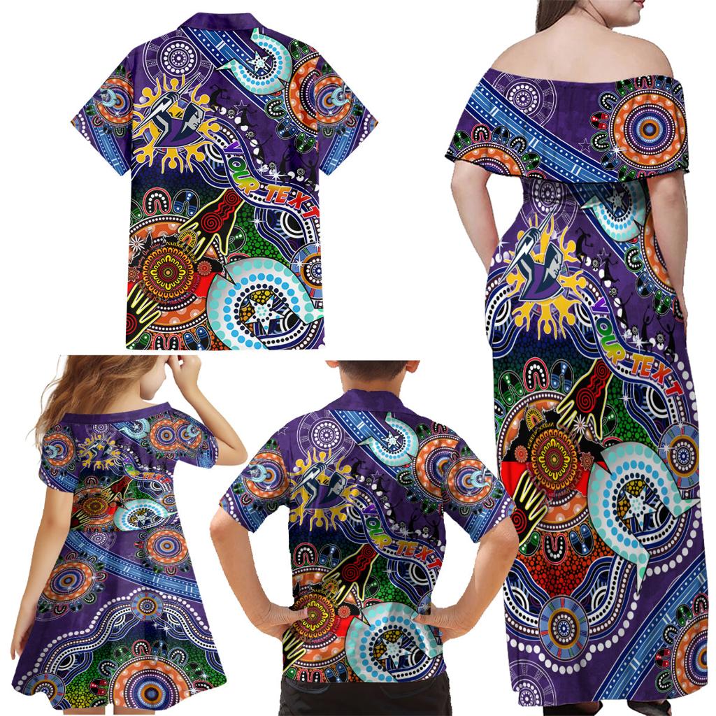 Personalised Storm NAIDOC Week 2024 Family Matching Off Shoulder Maxi Dress and Hawaiian Shirt Australia Aboriginal Dot Painting