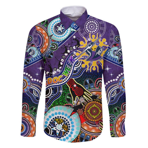 Personalised Storm NAIDOC Week 2024 Family Matching Off Shoulder Maxi Dress and Hawaiian Shirt Australia Aboriginal Dot Painting