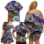 Personalised Storm NAIDOC Week 2024 Family Matching Off Shoulder Short Dress and Hawaiian Shirt Australia Aboriginal Dot Painting