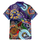 Personalised Storm NAIDOC Week 2024 Family Matching Off Shoulder Short Dress and Hawaiian Shirt Australia Aboriginal Dot Painting