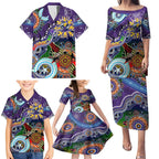 Personalised Storm NAIDOC Week 2024 Family Matching Puletasi and Hawaiian Shirt Australia Aboriginal Dot Painting