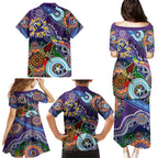 Personalised Storm NAIDOC Week 2024 Family Matching Puletasi and Hawaiian Shirt Australia Aboriginal Dot Painting