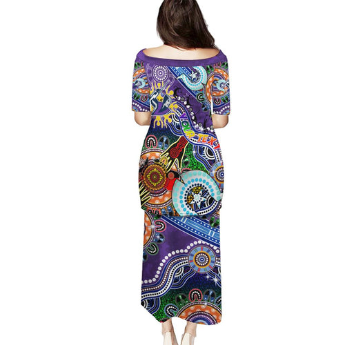 Personalised Storm NAIDOC Week 2024 Family Matching Puletasi and Hawaiian Shirt Australia Aboriginal Dot Painting