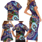 Personalised Storm NAIDOC Week 2024 Family Matching Short Sleeve Bodycon Dress and Hawaiian Shirt Australia Aboriginal Dot Painting
