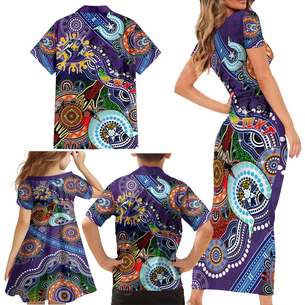 Personalised Storm NAIDOC Week 2024 Family Matching Short Sleeve Bodycon Dress and Hawaiian Shirt Australia Aboriginal Dot Painting