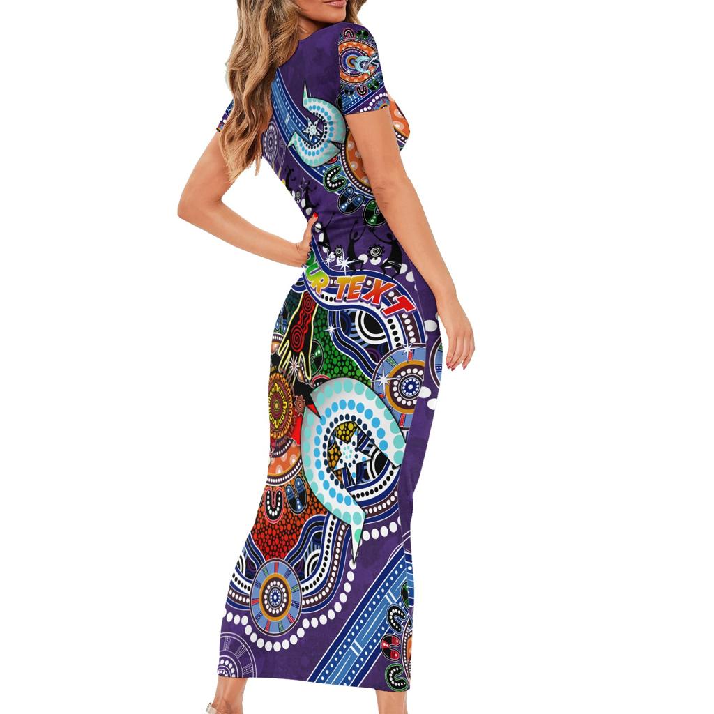 Personalised Storm NAIDOC Week 2024 Family Matching Short Sleeve Bodycon Dress and Hawaiian Shirt Australia Aboriginal Dot Painting