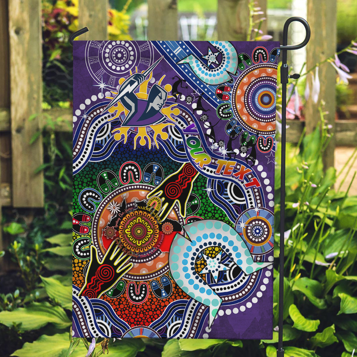 Personalised Storm NAIDOC Week 2024 Garden Flag Australia Aboriginal Dot Painting