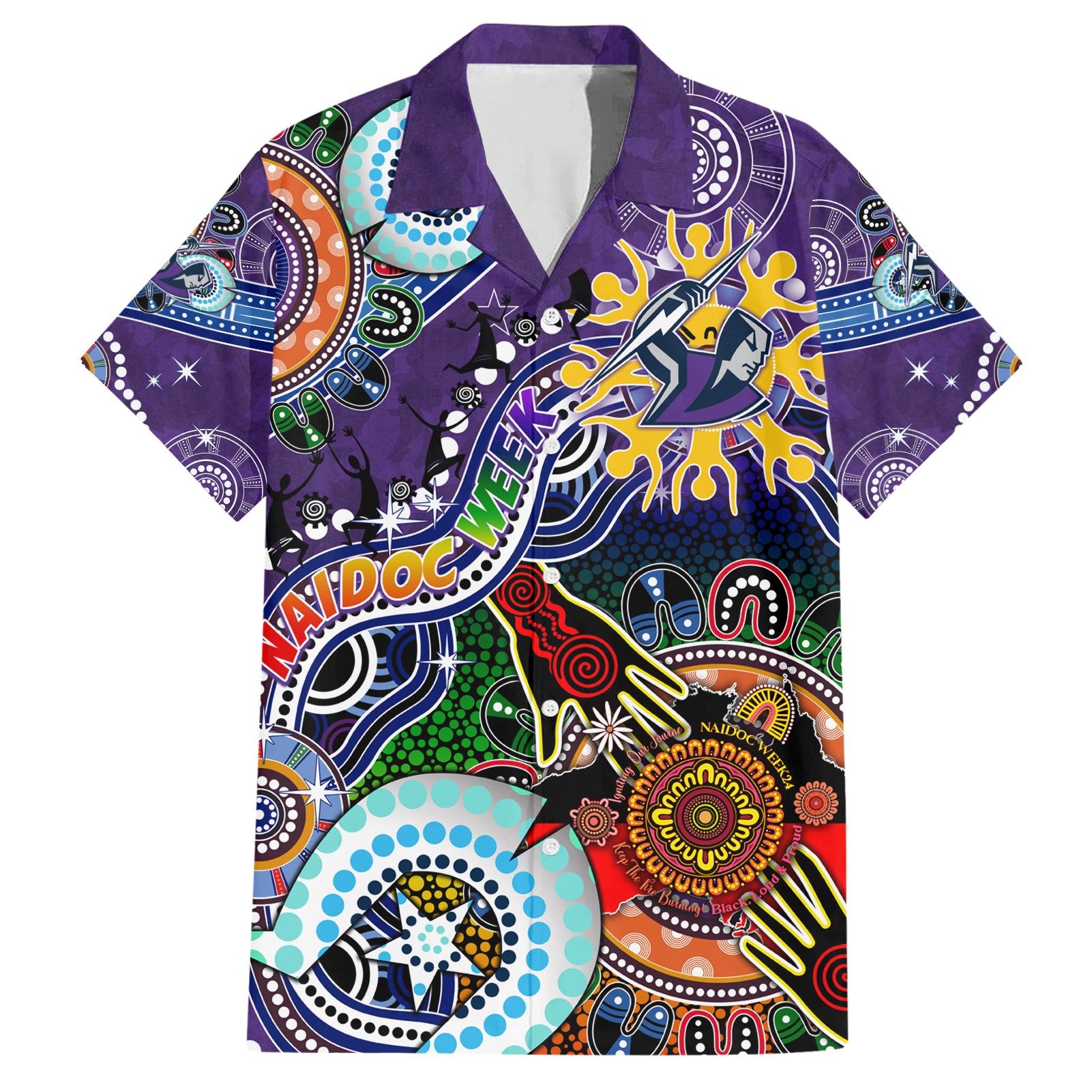 Personalised Storm NAIDOC Week 2024 Hawaiian Shirt Australia Aboriginal Dot Painting