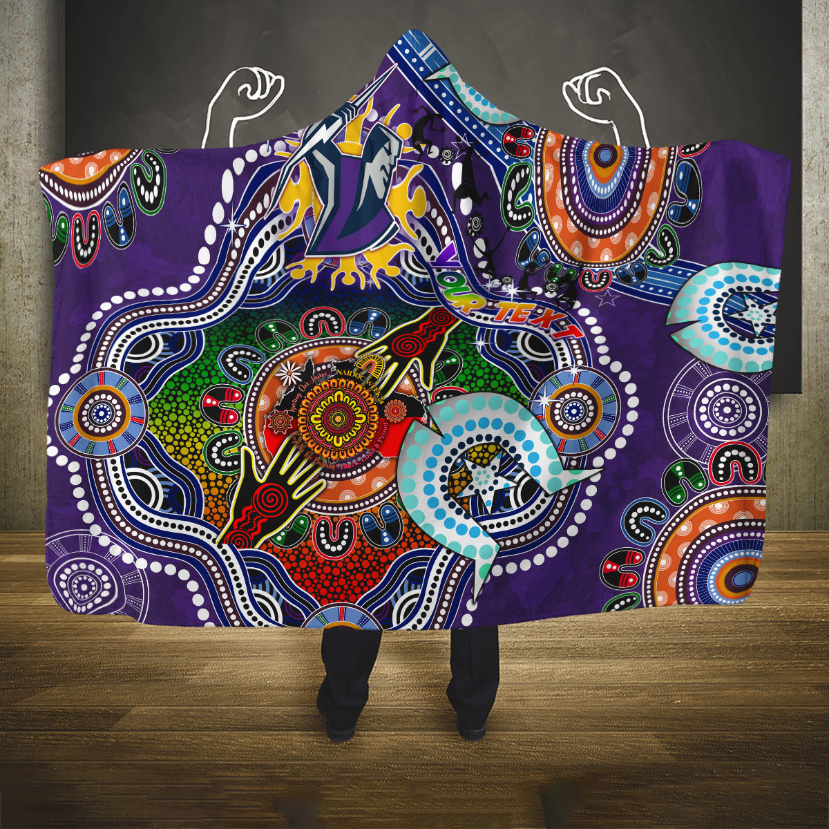 Personalised Storm NAIDOC Week 2024 Hooded Blanket Australia Aboriginal Dot Painting