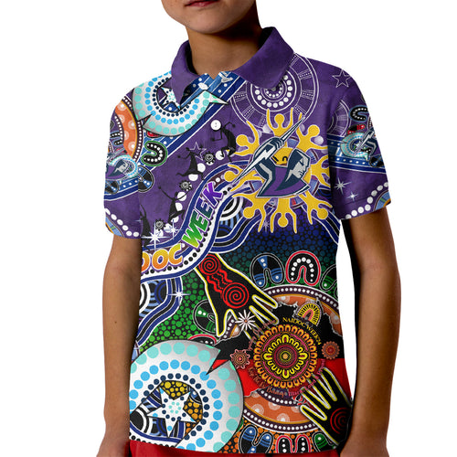 Personalised Storm NAIDOC Week 2024 Kid Polo Shirt Australia Aboriginal Dot Painting