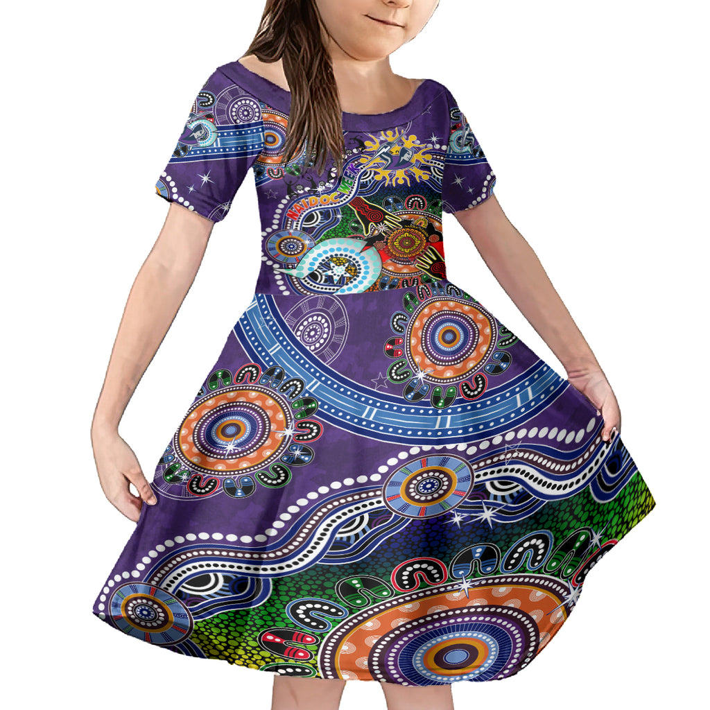 Personalised Storm NAIDOC Week 2024 Kid Short Sleeve Dress Australia Aboriginal Dot Painting