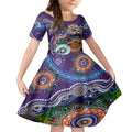 Personalised Storm NAIDOC Week 2024 Kid Short Sleeve Dress Australia Aboriginal Dot Painting
