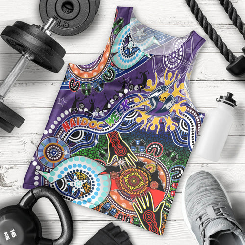 Personalised Storm NAIDOC Week 2024 Men Tank Top Australia Aboriginal Dot Painting